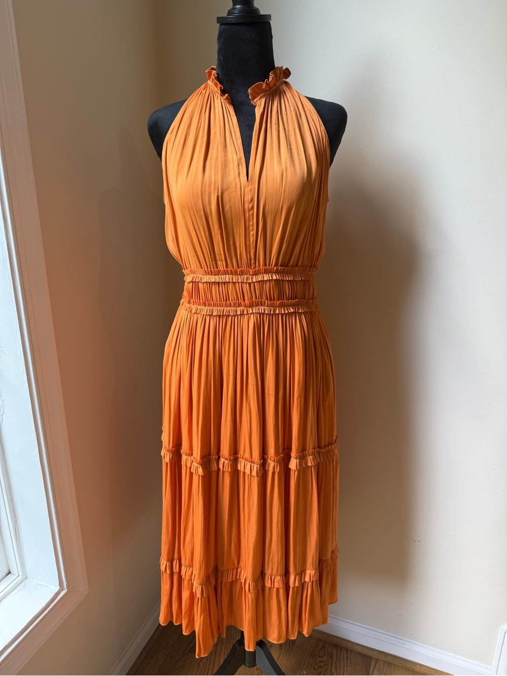 NEW Tahari Sleeveless Orange Sleeveless Midi Dress